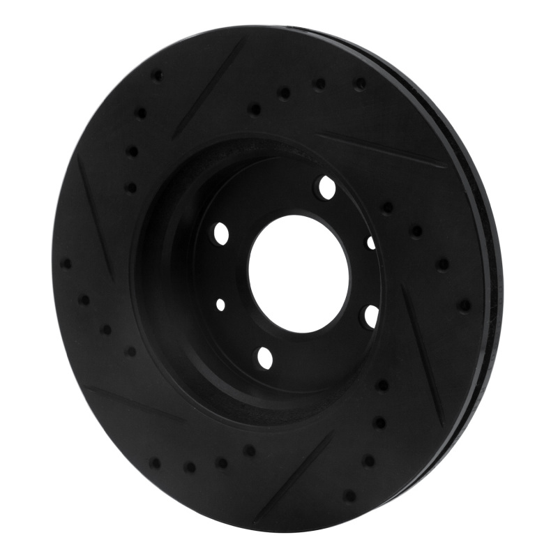 Dodge Attitude Brake Rotor (1) - Front Right - R1 Concepts - Drilled & Slotted - Black - `06-`12
